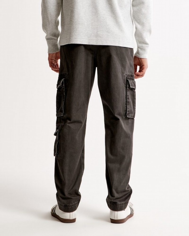 Abercrombie Loose Utility Cargo Byxor Herr Svarta Tvätt  | 3129-XJCDA