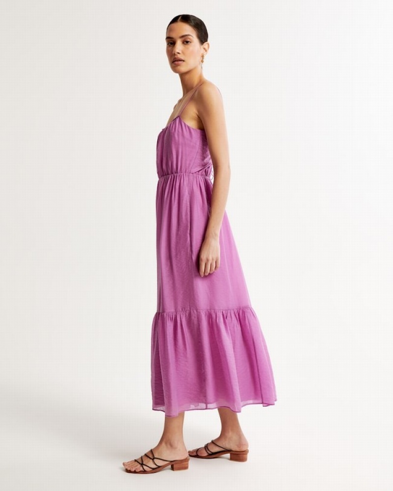 Abercrombie Low Back Tiered Maxi Klänning Dam Lila  | 9046-KLBJI