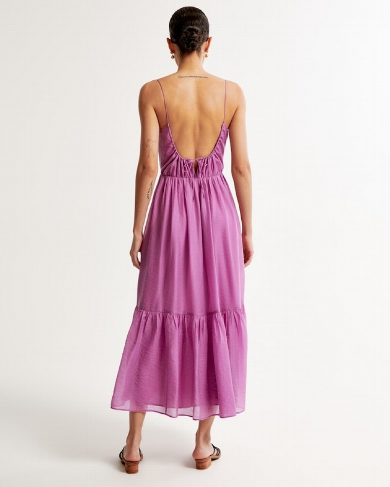 Abercrombie Low Back Tiered Maxi Klänning Dam Lila  | 9046-KLBJI