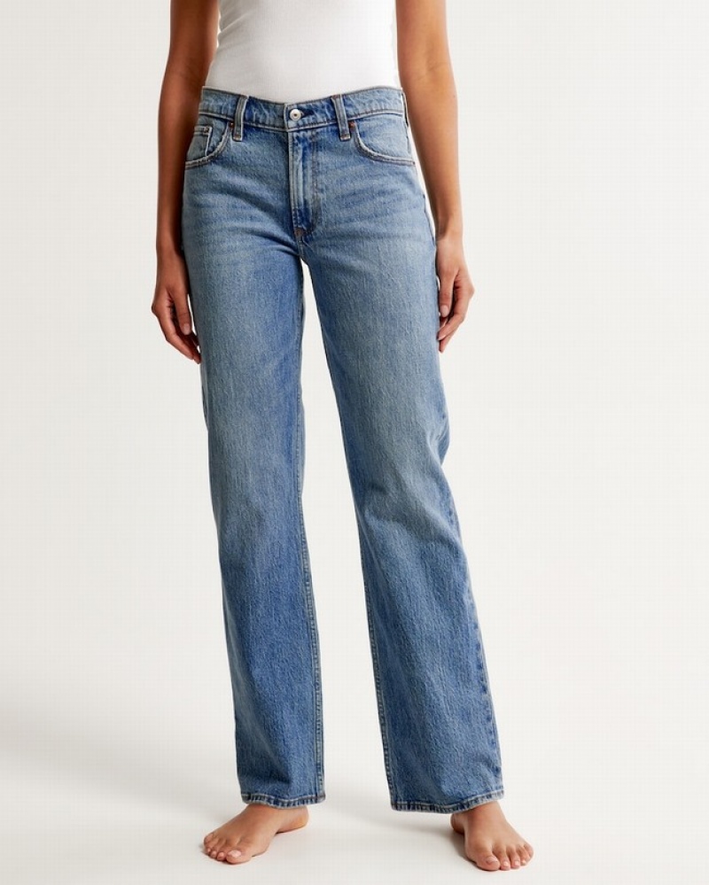 Abercrombie Low Risegy Jeans Dam Blå  | 5480-HPIZN