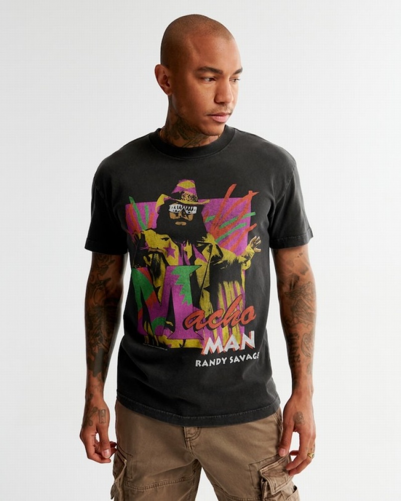 Abercrombie Macho Man Graphic T-shirt Herr Grå  | 1945-YNCSG