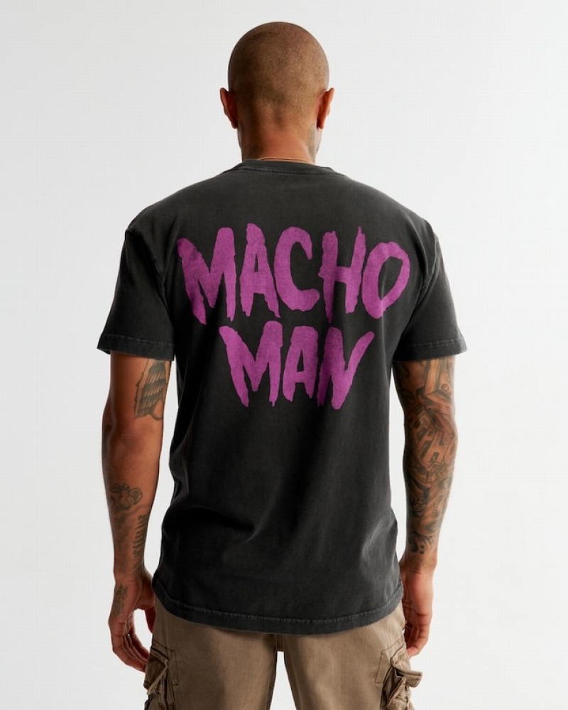 Abercrombie Macho Man Graphic T-shirt Herr Grå  | 1945-YNCSG