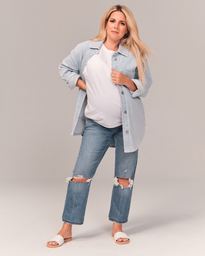 Abercrombie Maternity Ankle Straight Jeans Dam Blå  | 3857-AXKVW