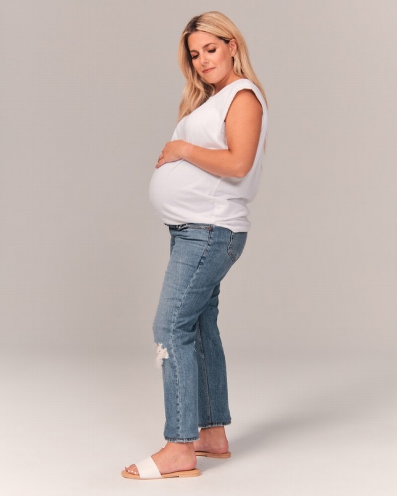 Abercrombie Maternity Ankle Straight Jeans Dam Blå  | 3857-AXKVW