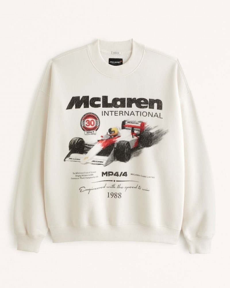 Abercrombie Mclaren Graphic Crew Tröjor Herr Vita  | 3068-QBWLH