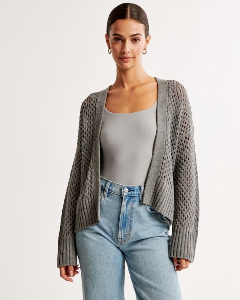 Abercrombie Mesh Stitch Non-closure Kofta Dam Grå  | 5671-QPGKT