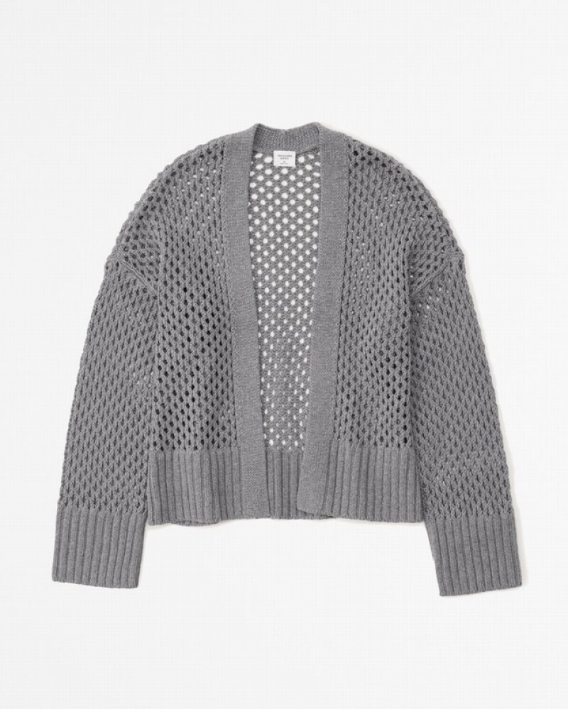 Abercrombie Mesh Stitch Non-closure Kofta Dam Grå  | 5671-QPGKT