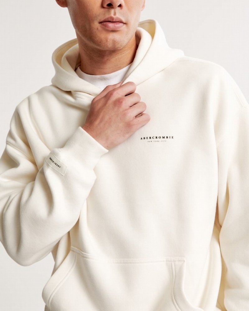 Abercrombie Micro-logo Popover Hoodie Herr Vita  | 5618-JIKXW