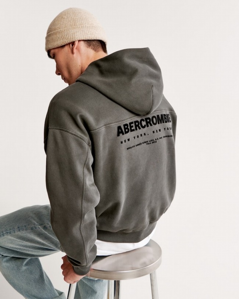 Abercrombie Micro-logo Popover Hoodie Herr MörkGröna  | 1807-MJKLY