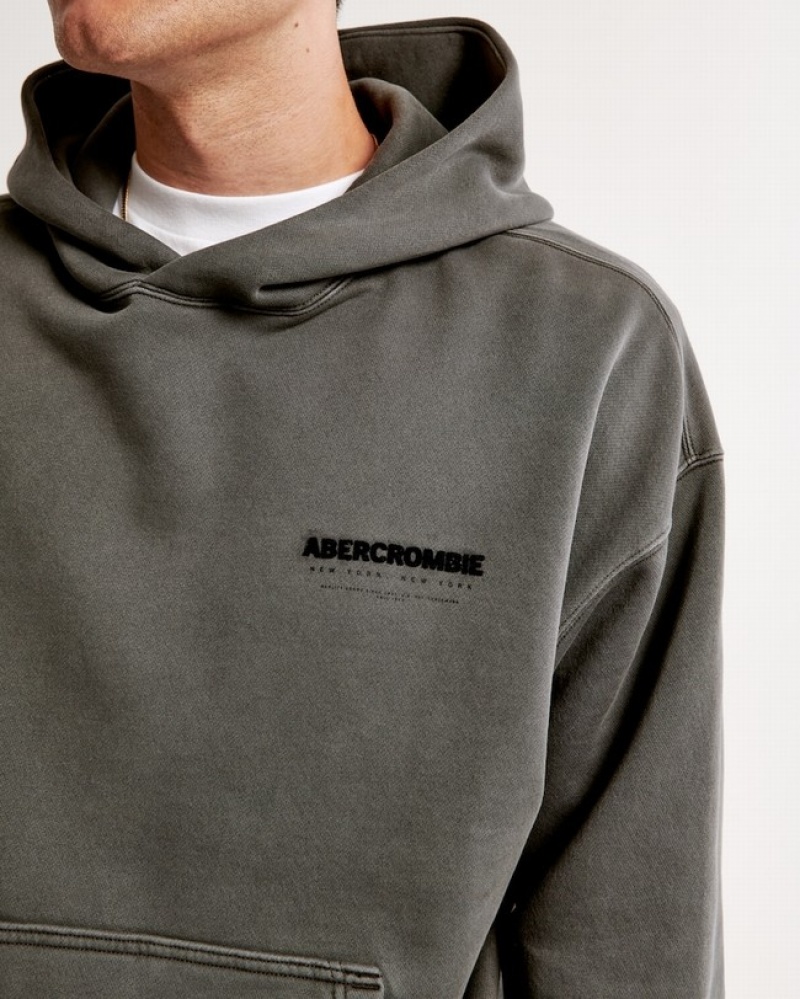 Abercrombie Micro-logo Popover Hoodie Herr MörkGröna  | 1807-MJKLY