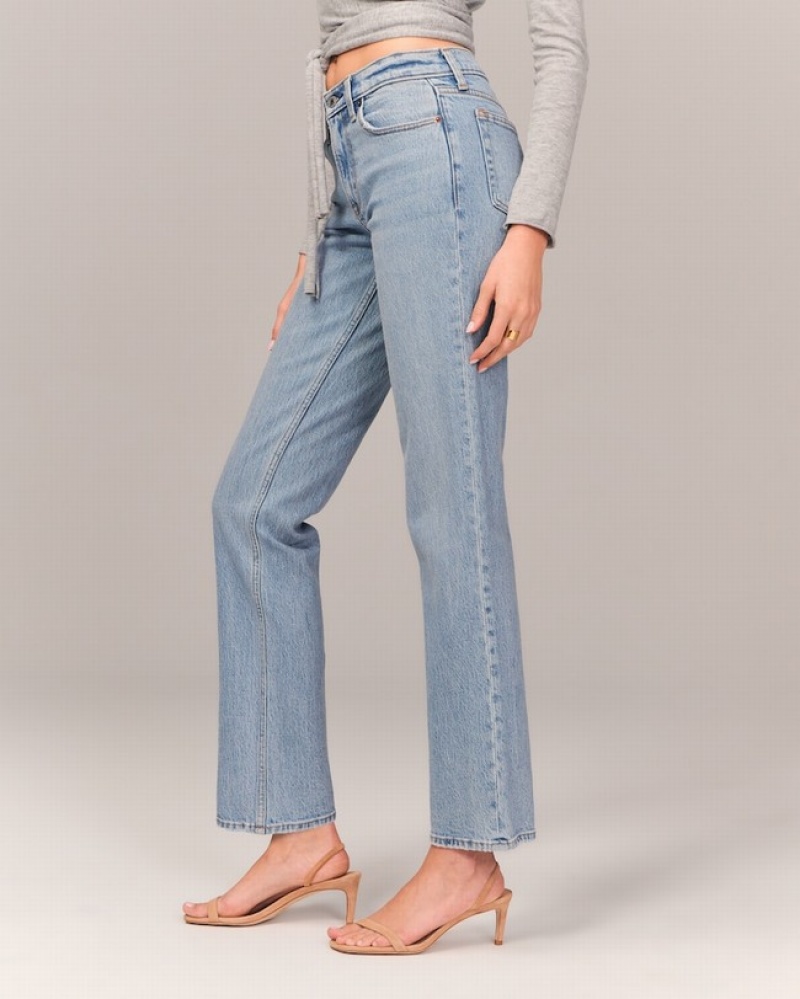 Abercrombie Mid Rise 90s Straight Jeans Dam LjusBlå  | 0286-HUXGR