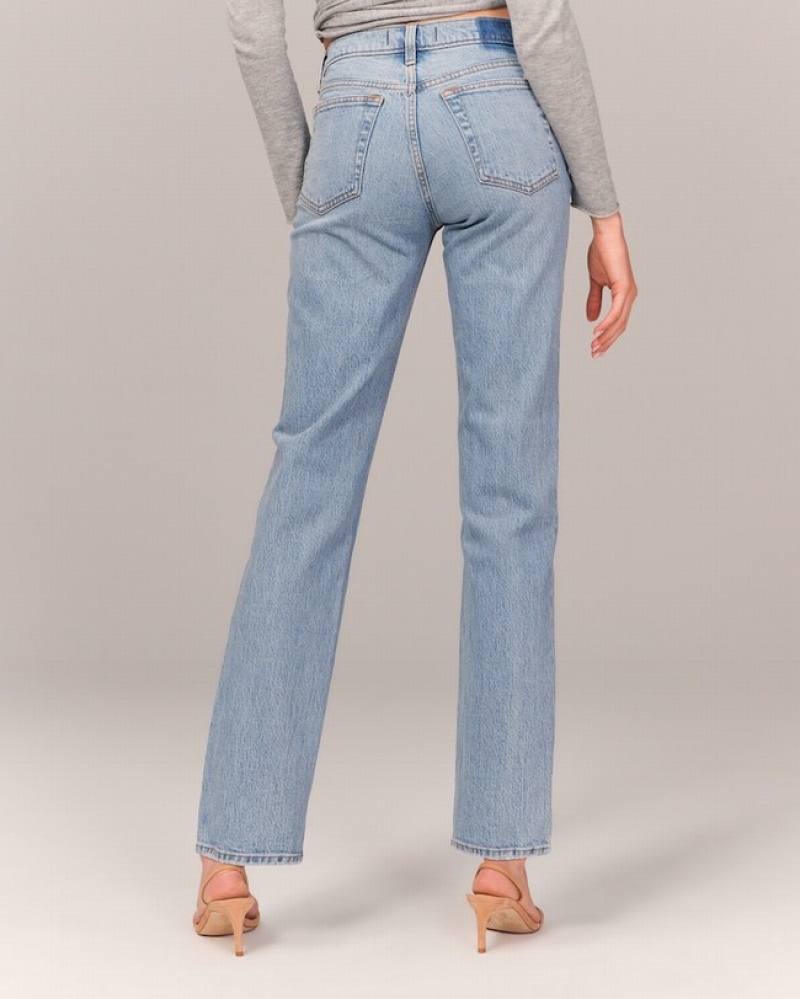 Abercrombie Mid Rise 90s Straight Jeans Dam LjusBlå  | 0286-HUXGR