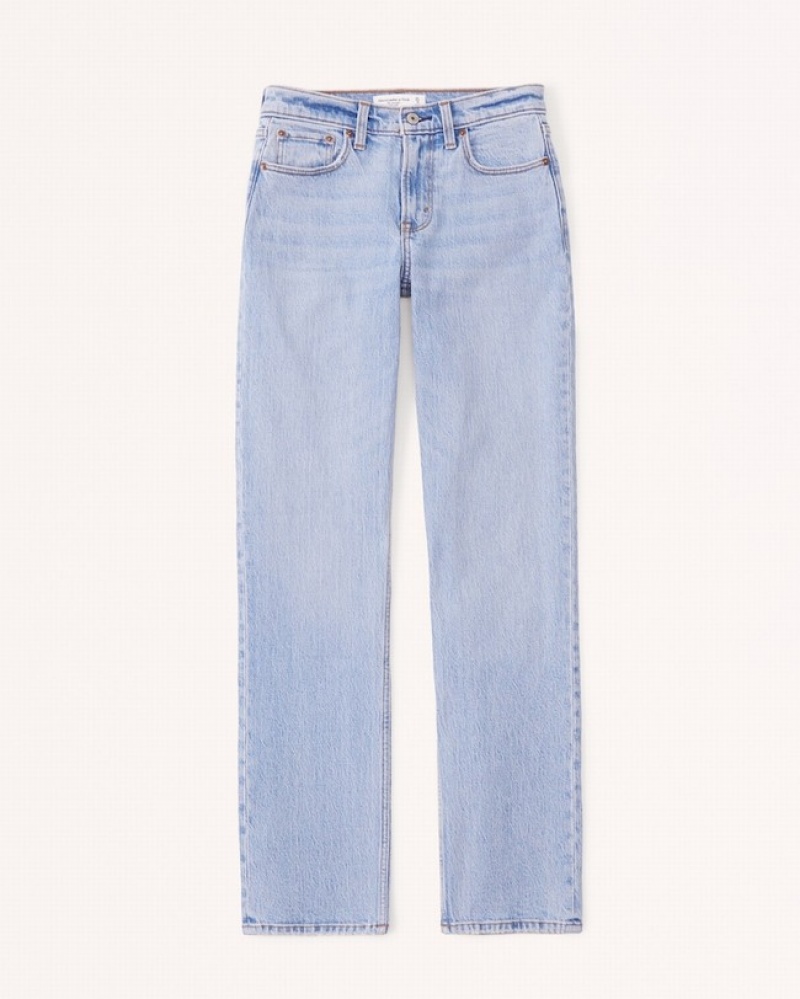 Abercrombie Mid Rise 90s Straight Jeans Dam LjusBlå  | 0286-HUXGR