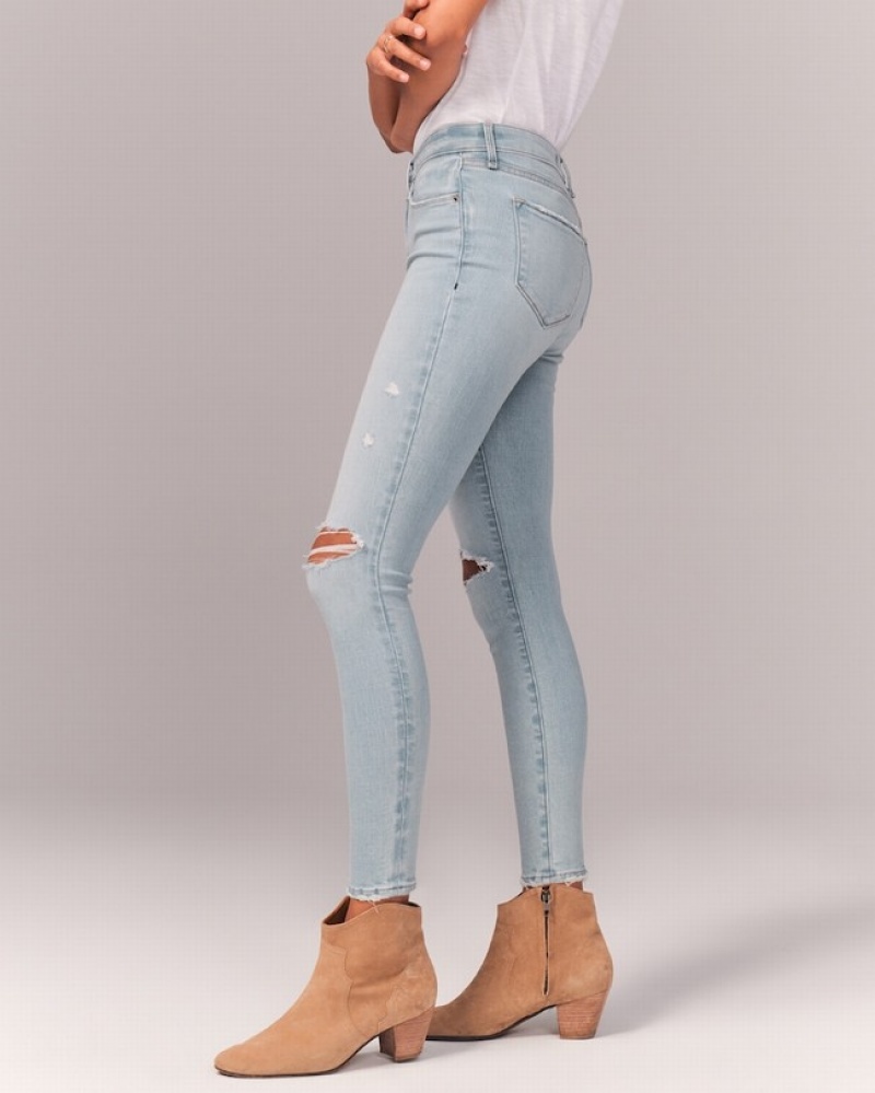 Abercrombie Mid Rise Super Skinny Ankle Jeans Dam LjusTvätt  | 0426-SWXLR