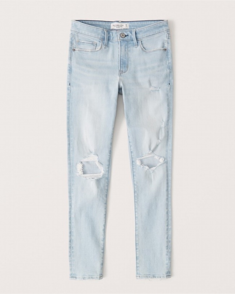 Abercrombie Mid Rise Super Skinny Ankle Jeans Dam LjusTvätt  | 0426-SWXLR