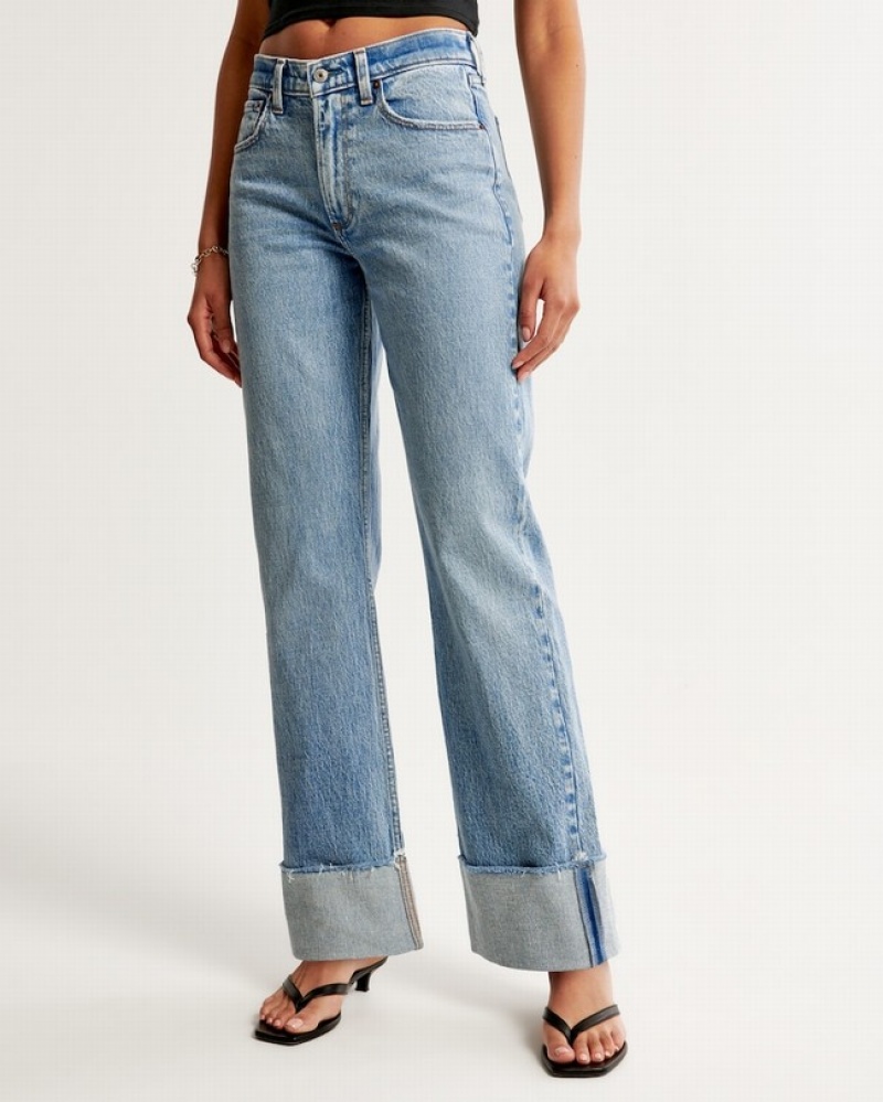 Abercrombie Mid Risegy Jeans Dam Blå  | 0493-IAUBW