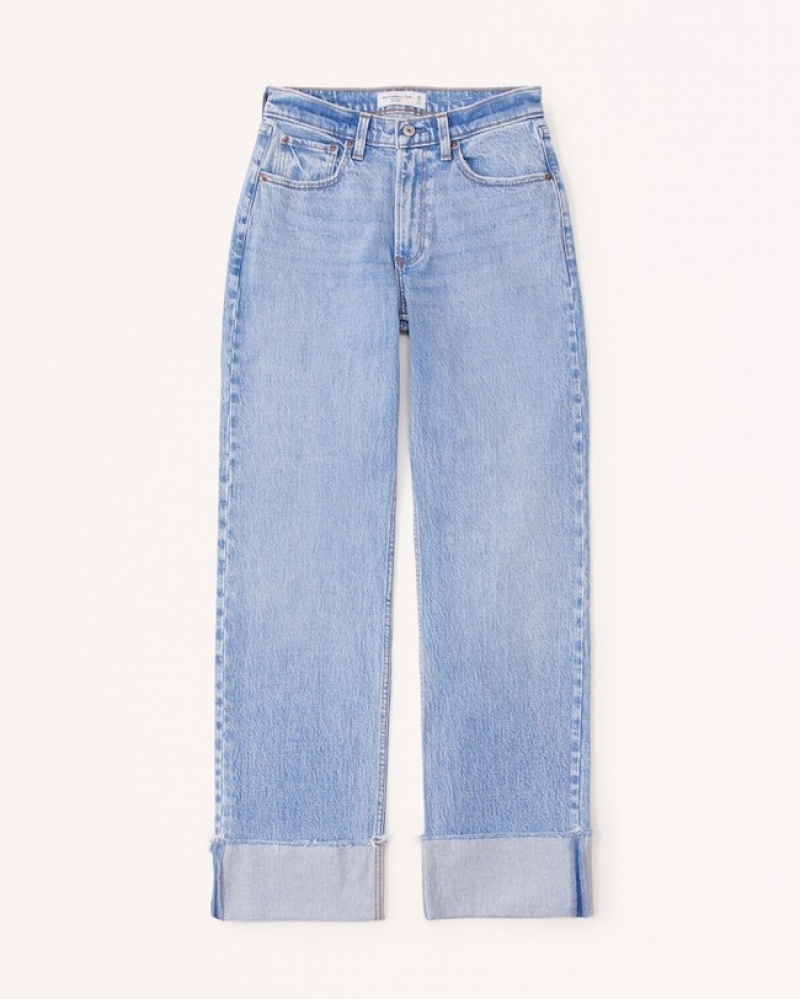 Abercrombie Mid Risegy Jeans Dam Blå  | 0493-IAUBW