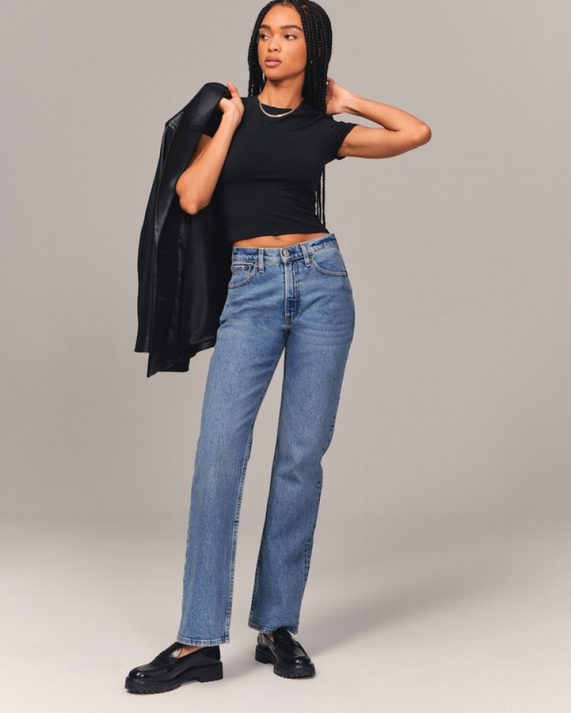 Abercrombie Mid Risegy Jeans Dam Blå  | 6580-VLWKO