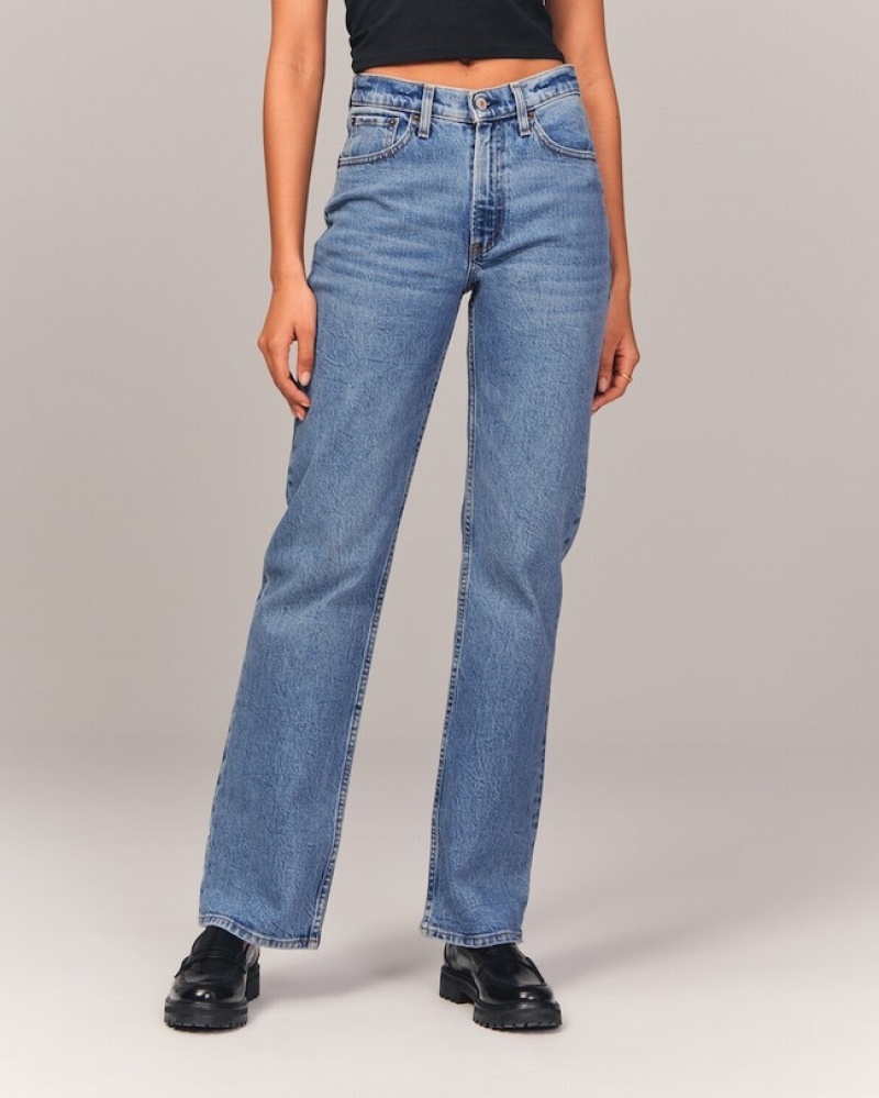 Abercrombie Mid Risegy Jeans Dam Blå  | 6580-VLWKO