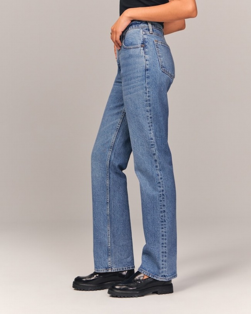 Abercrombie Mid Risegy Jeans Dam Blå  | 6580-VLWKO