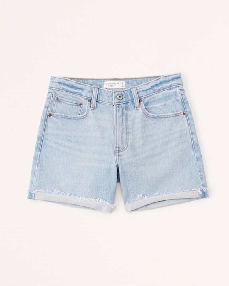 Abercrombie Mid Risegy Shorts Dam LjusBlå  | 4098-ZTMHQ