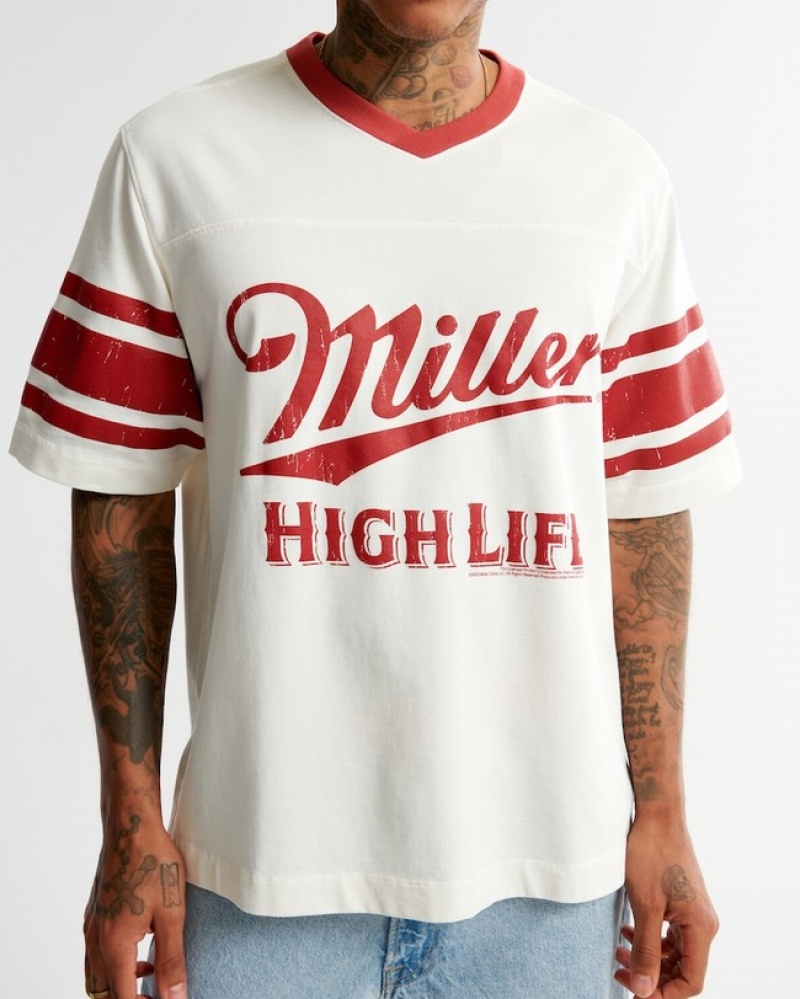 Abercrombie Miller High Life Polished Football T-shirt Herr Vita  | 5734-YHIDF