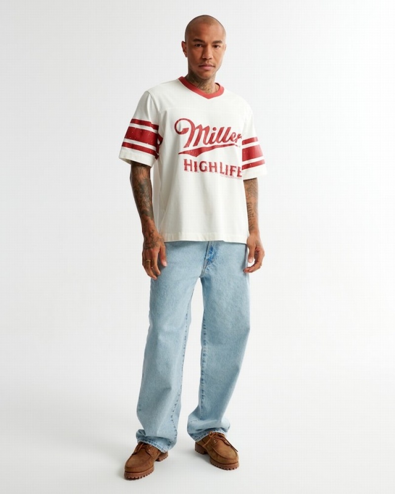 Abercrombie Miller High Life Polished Football T-shirt Herr Vita  | 5734-YHIDF