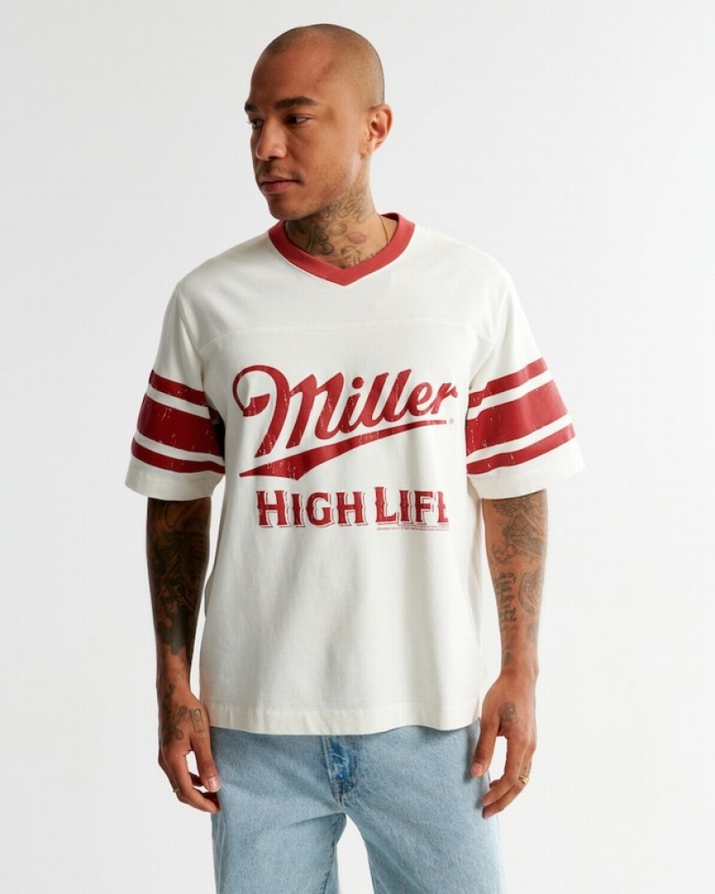 Abercrombie Miller High Life Polished Football T-shirt Herr Vita  | 5734-YHIDF