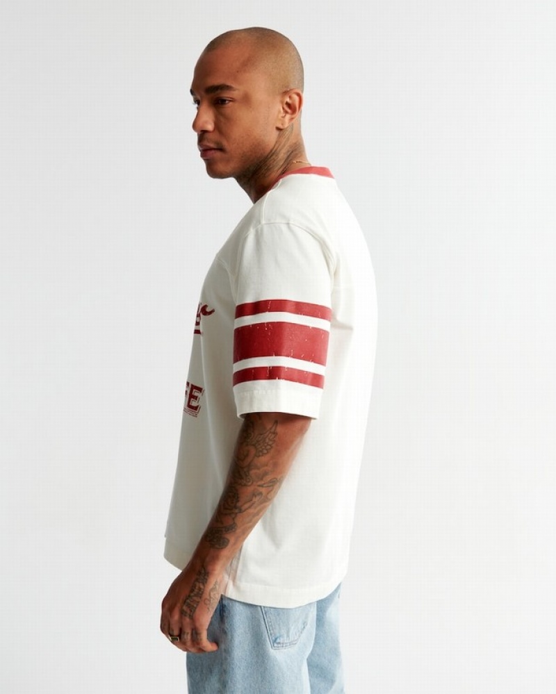 Abercrombie Miller High Life Polished Football T-shirt Herr Vita  | 5734-YHIDF