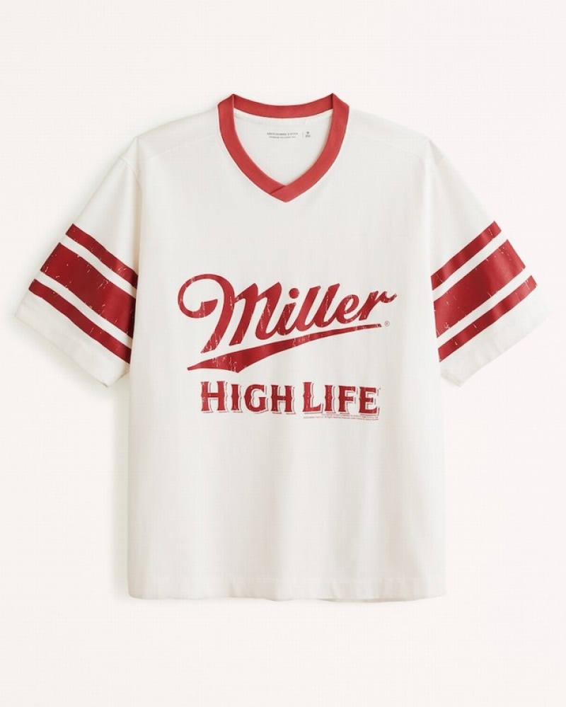 Abercrombie Miller High Life Polished Football T-shirt Herr Vita  | 5734-YHIDF