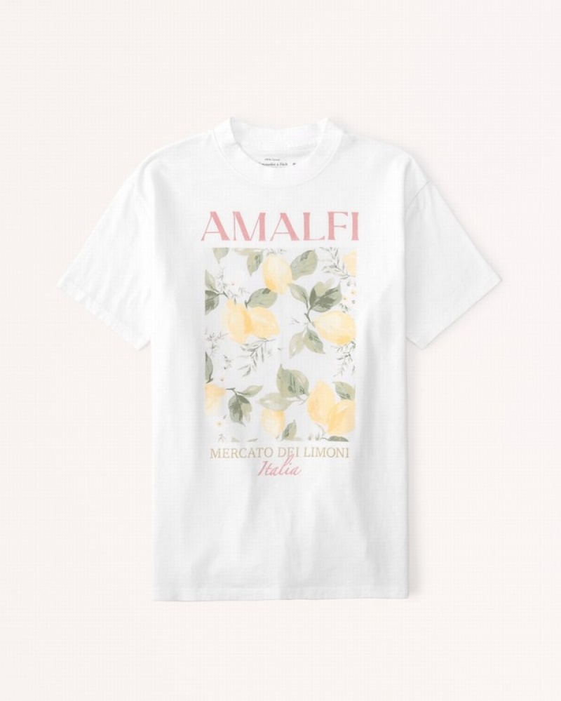 Abercrombie Oversized Boyfriend Amalfi Graphic T-shirt Dam Vita  | 4782-LYGRE