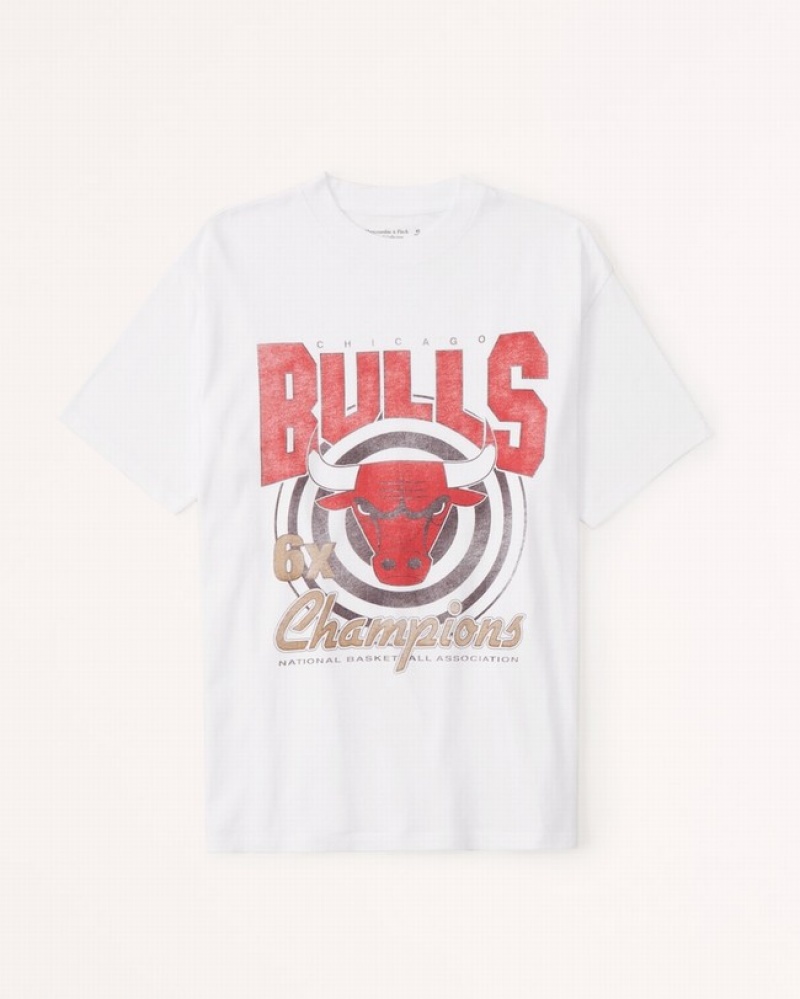 Abercrombie Oversized Boyfriend Chicago Bulls Graphic T-shirt Dam Vita  | 6172-RJHOD