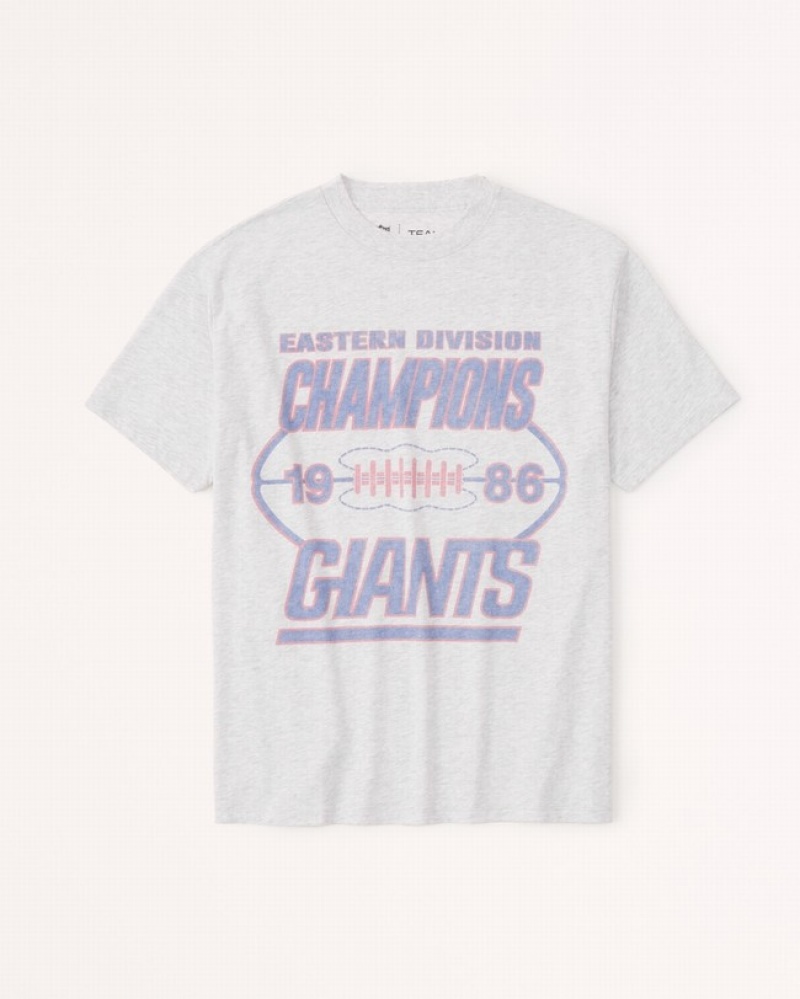 Abercrombie Oversized Boyfriend New York Giants Graphic T-shirt Dam Grå  | 2380-QBOXN