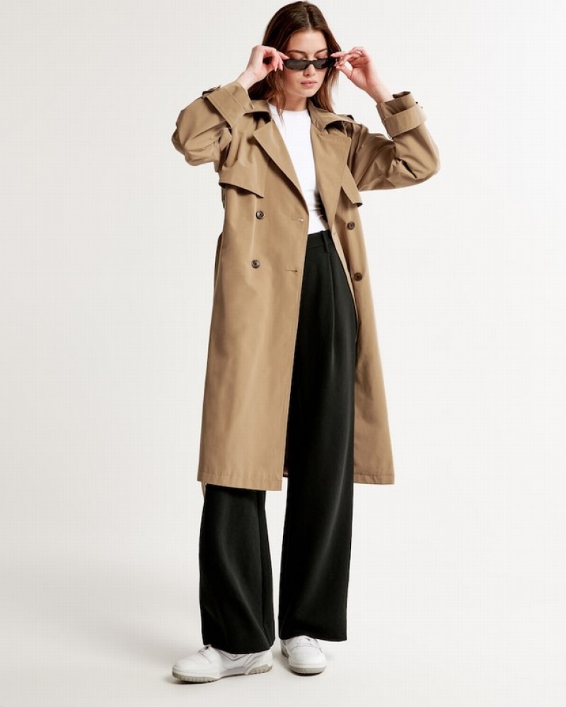 Abercrombie Oversized Nylon Trench Jackor Dam LjusBruna  | 5067-ZEHCL