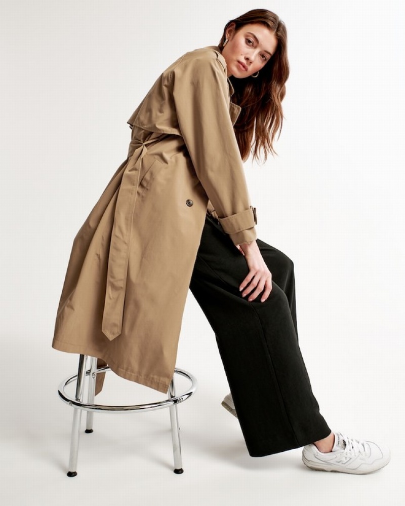 Abercrombie Oversized Nylon Trench Jackor Dam LjusBruna  | 5067-ZEHCL