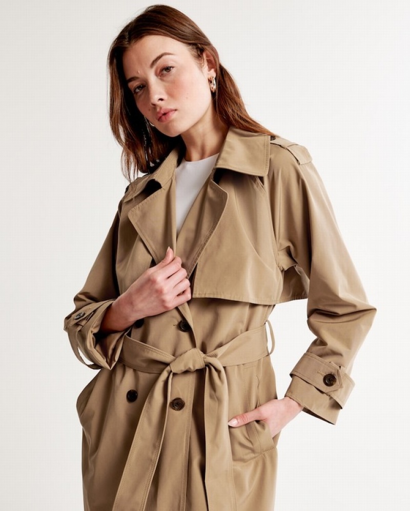 Abercrombie Oversized Nylon Trench Jackor Dam LjusBruna  | 5067-ZEHCL