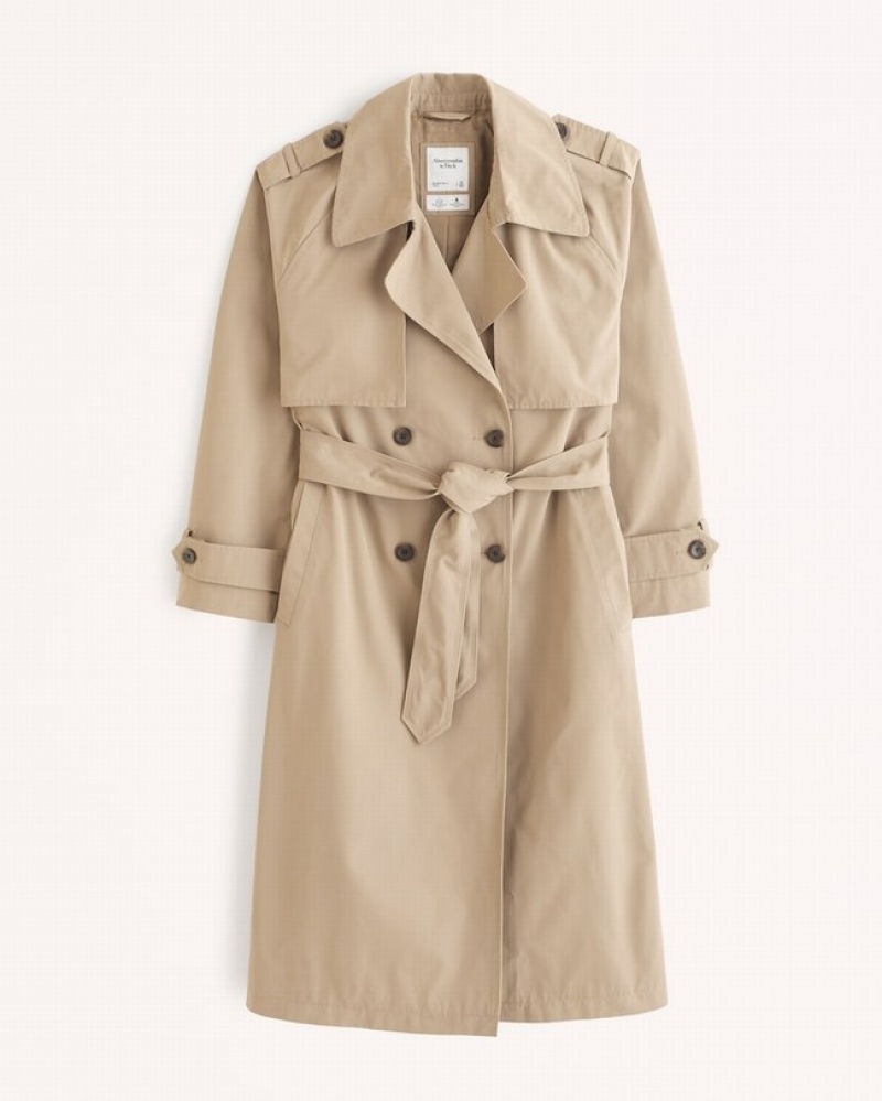 Abercrombie Oversized Nylon Trench Jackor Dam LjusBruna  | 5067-ZEHCL