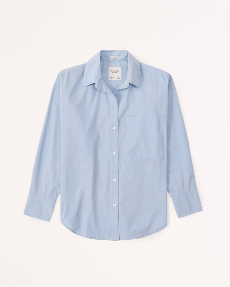 Abercrombie Oversized Poplin Button-up Skjorta Dam LjusBlå  | 0638-MIAFK