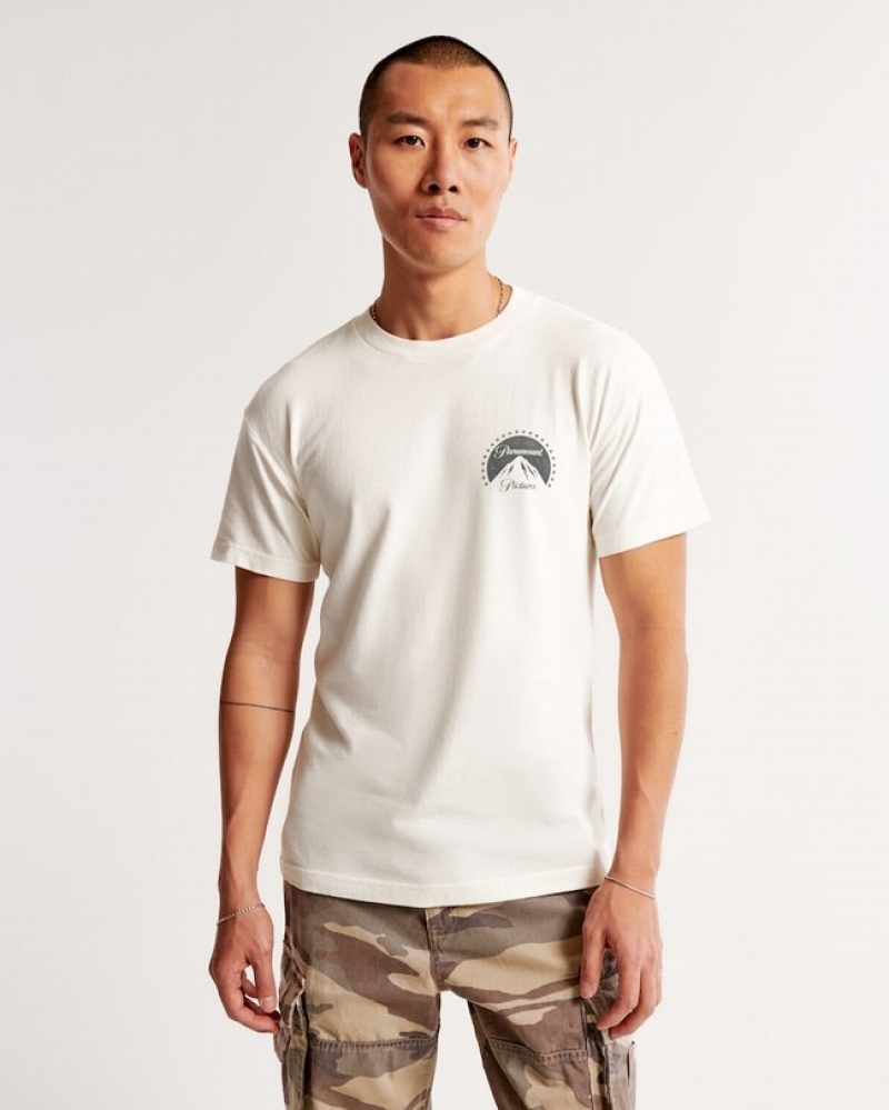 Abercrombie Paramount Graphic T-shirt Herr Vita  | 5728-MBJNK