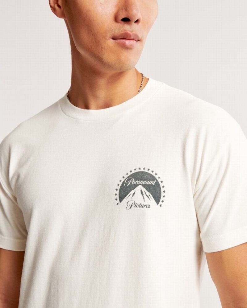 Abercrombie Paramount Graphic T-shirt Herr Vita  | 5728-MBJNK