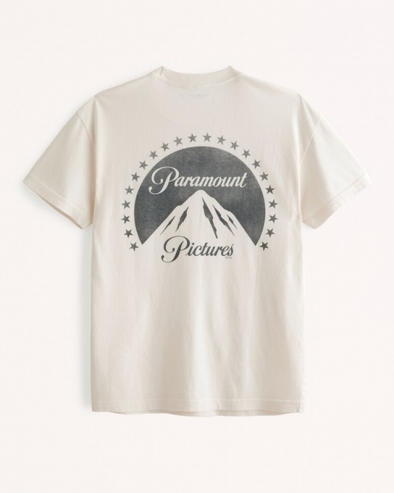 Abercrombie Paramount Graphic T-shirt Herr Vita  | 5728-MBJNK