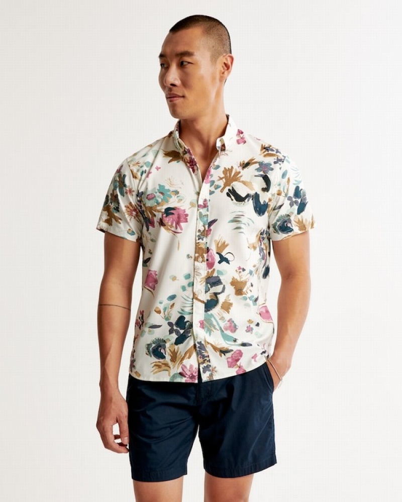 Abercrombie Performance Button-up Skjorta Herr Vita  | 4718-EONLM