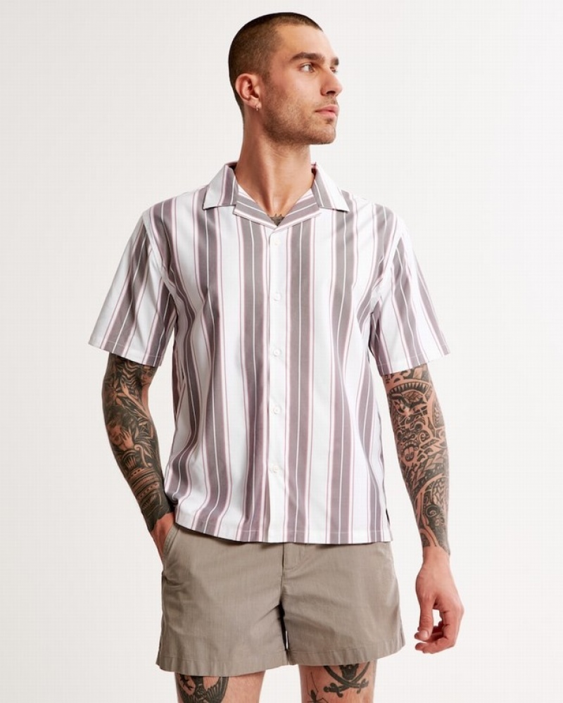 Abercrombie Performance Camp Collar Button-up Skjorta Herr Vita  | 7165-VIBNH