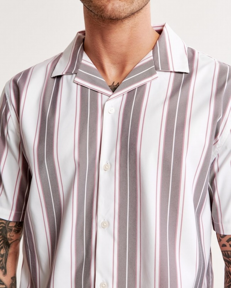 Abercrombie Performance Camp Collar Button-up Skjorta Herr Vita  | 7165-VIBNH