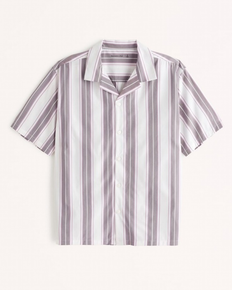 Abercrombie Performance Camp Collar Button-up Skjorta Herr Vita  | 7165-VIBNH