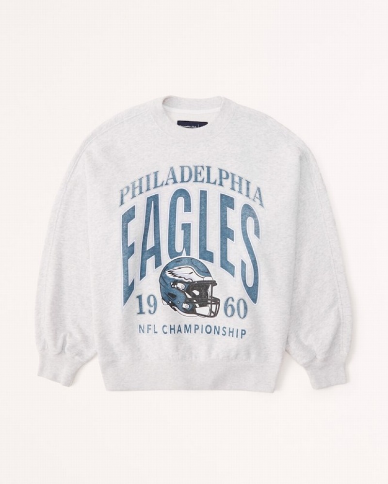 Abercrombie Philadelphia Eagles Graphic Oversized Sunday Crew Tröjor Dam LjusGrå  | 3589-JEUOH