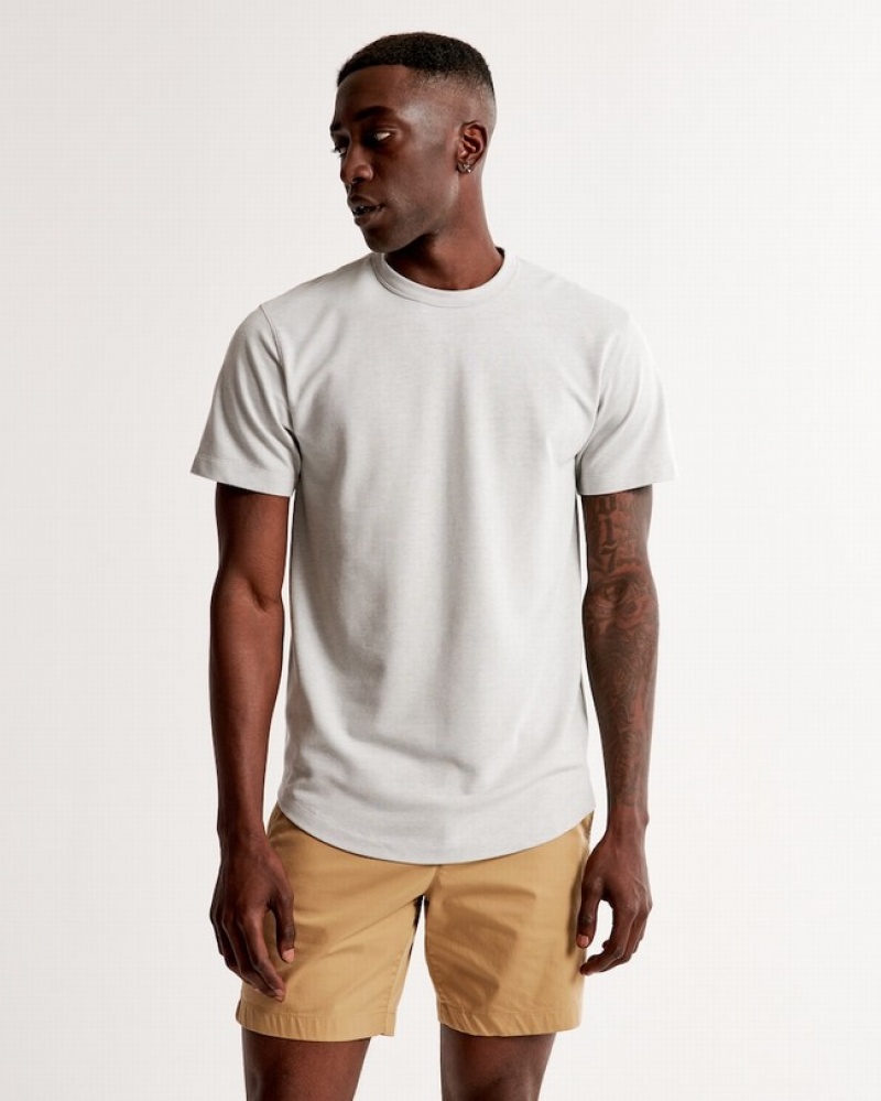 Abercrombie Pique Curved Hem T-shirt Herr LjusGrå  | 2130-CASME