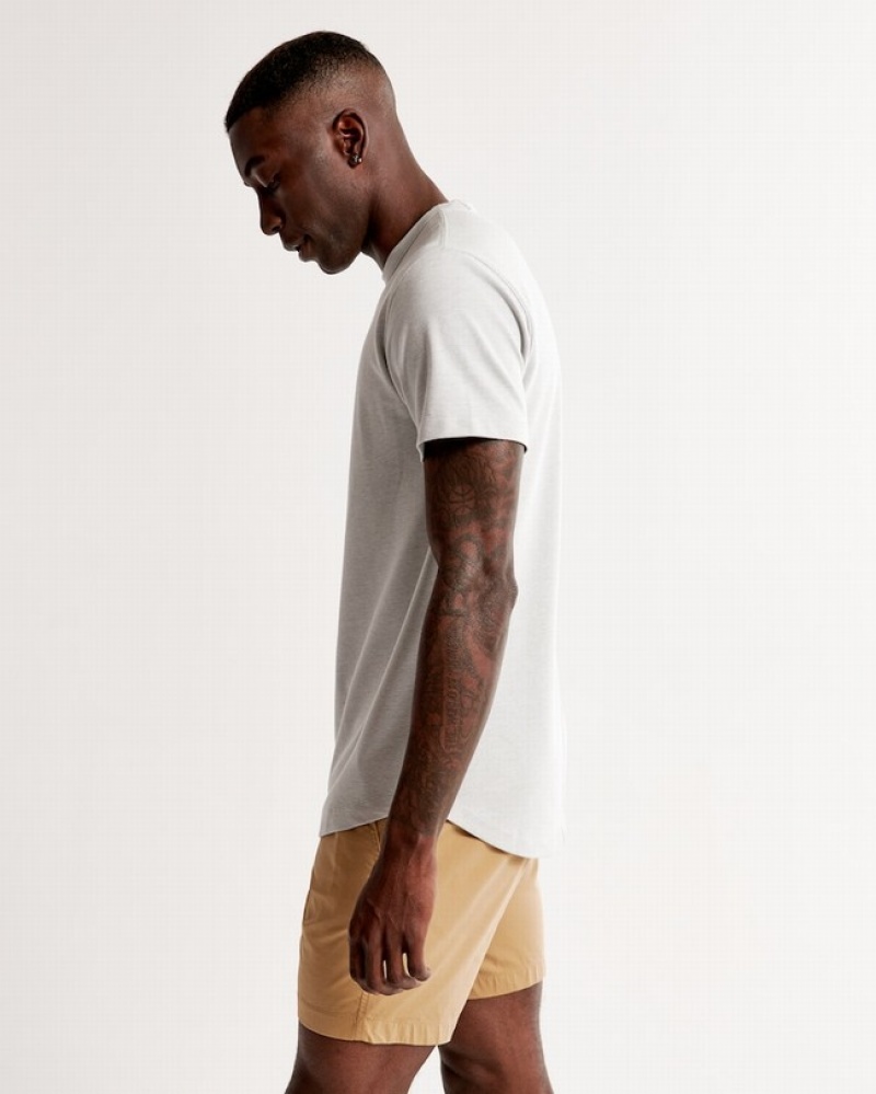 Abercrombie Pique Curved Hem T-shirt Herr LjusGrå  | 2130-CASME