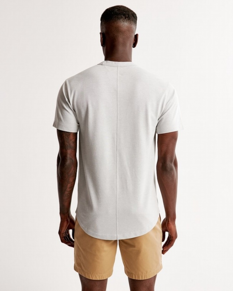 Abercrombie Pique Curved Hem T-shirt Herr LjusGrå  | 2130-CASME