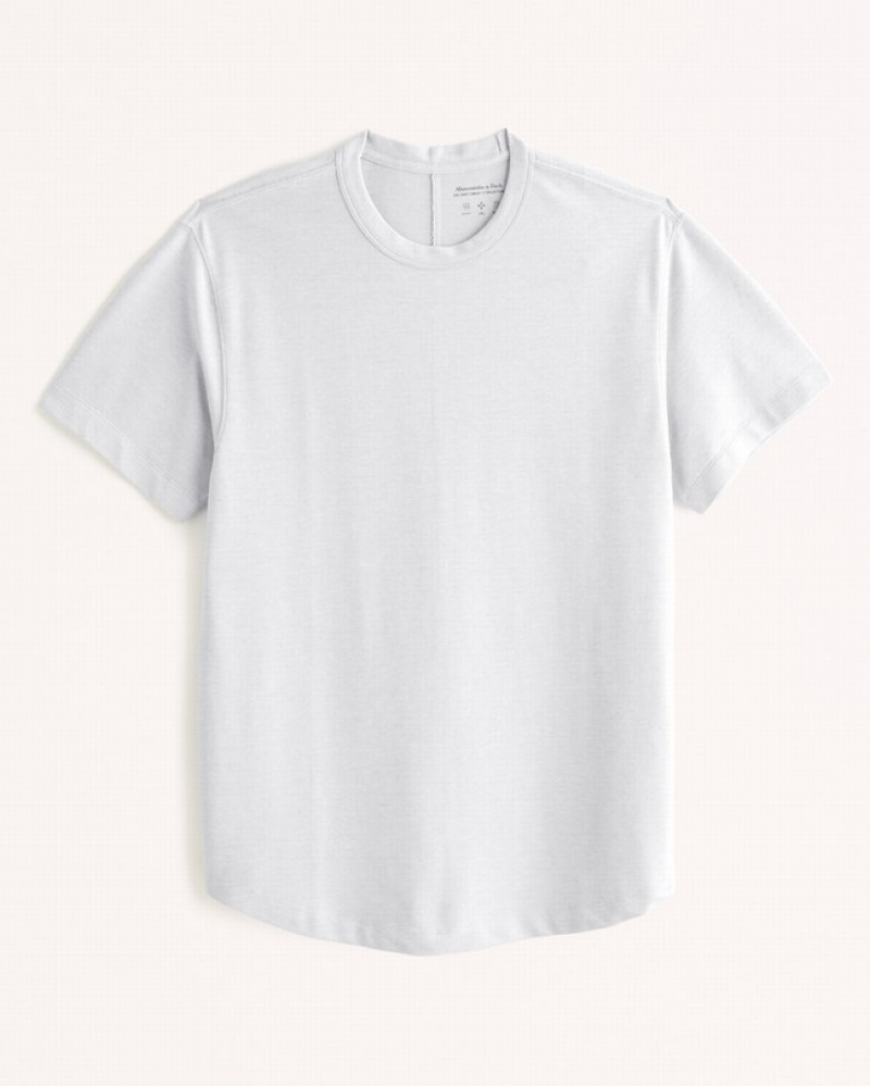 Abercrombie Pique Curved Hem T-shirt Herr LjusGrå  | 2130-CASME